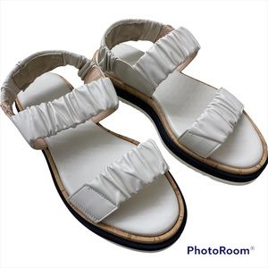 AGL White  Stretch Leather Platform Sandal size 5
